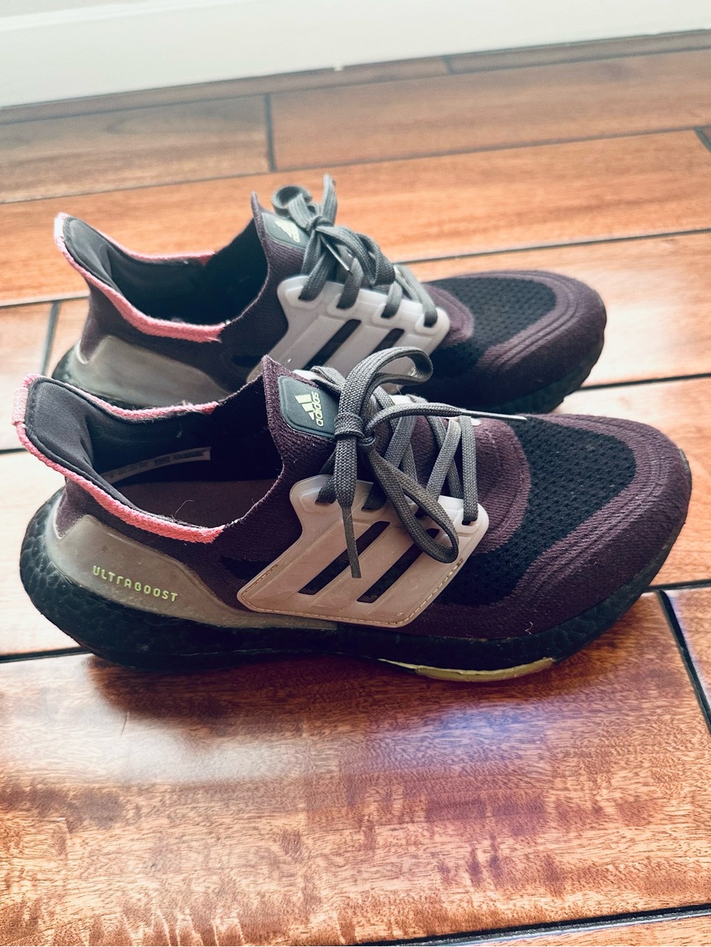 Adidas Ultraboost 21 Black Grey Carbon Ice Purple Running Sneakers